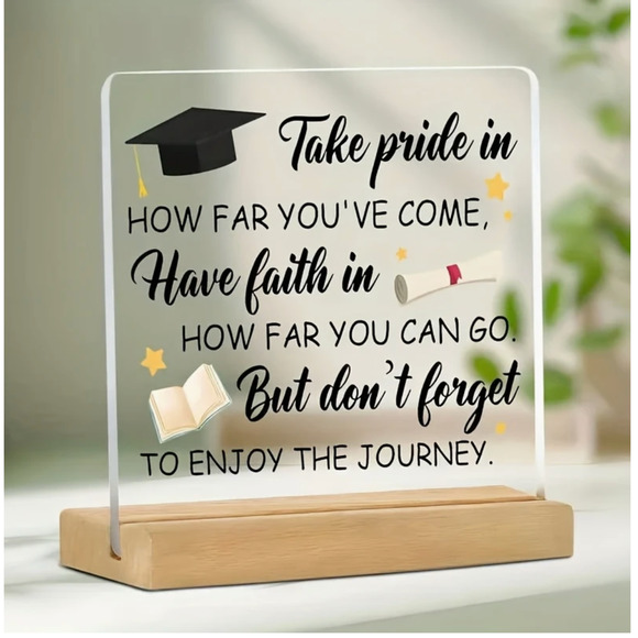 Inspirational Graduation Plaque-Take Pride in How Far You've Come, Have Faith - Picture 1 of 8